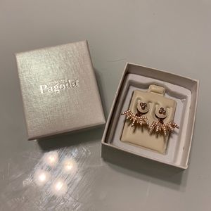 Pagoda diamond ear jackets double studs